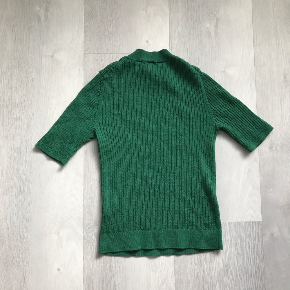 Green Ribbed Short-Sleeve Knit Top - Picture 6 of 7